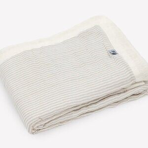 LITTLE UNICORN Organic Muslin Baby Quilt Sand Stripe Neutral Tan 30x40 NWT